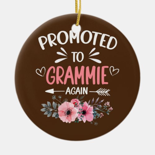 Womens Promoted to Grammie Again Flower New Ceramic Ornament