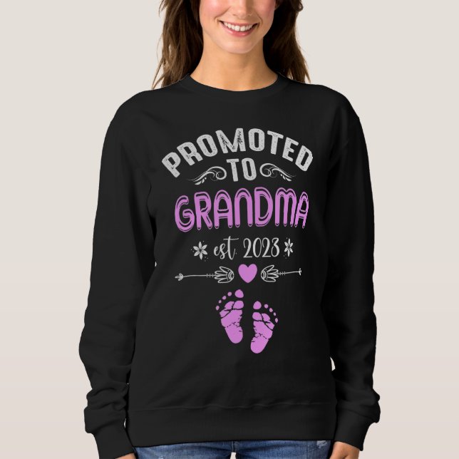 Womens Promoted To Grandma 2023 Mom Mother's Day Sweatshirt (Front)