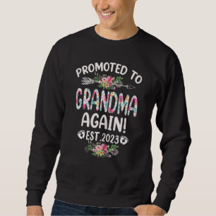Womens Promoted To Grandma Again 2023 Floral Mothe Sweatshirt