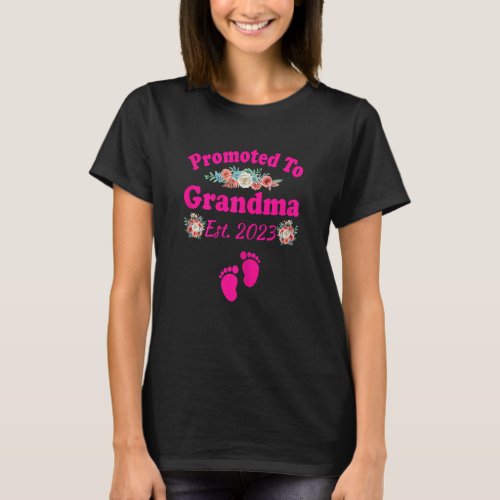 Womens Promoted To Grandma Est 2023 Baby Announcem T_Shirt