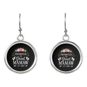 Womens Promoted to Great Mamaw Earrings