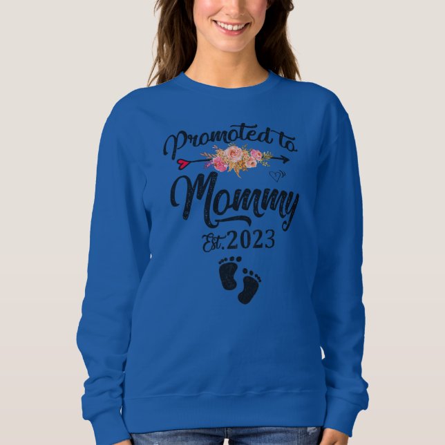 Womens Promoted To Mommy 2023 Mother's Day Soon Sweatshirt (Front)