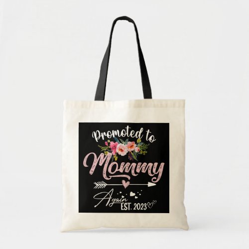 Womens Promoted To Mommy Again 2023 Floral Tote Bag