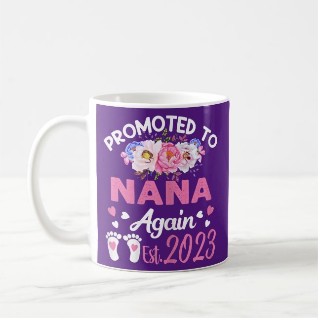 Womens Promoted To Nana Again 2023 Floral Coffee Mug (Left)