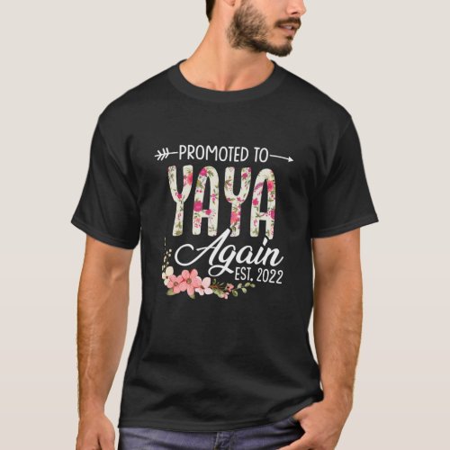 Womens Promoted To Yaya Again Est 2022 Floral T_Shirt