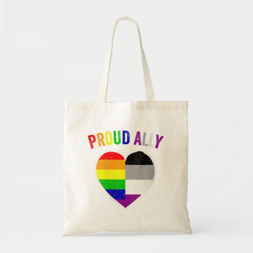 Womens Proud Asexual Ally Lgbt Heart Rainbow Flags Tote Bag