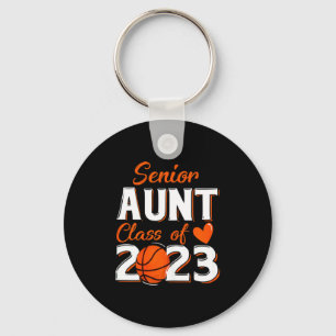 Womens proud aunt of a 2023 senior basketball grad keychain