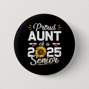Womens Proud Aunt Of A Cl Of 2025 Senior Retro Gra Button