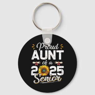 Womens Proud Aunt Of A Cl Of 2025 Senior Retro Gra Keychain