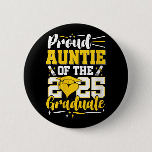 Womens Proud Auntie Of 2025 Graduate Awesome Famil Button