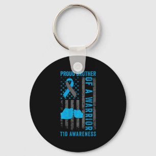 Womens Proud Brother Of A T1d Warrior Type 1 Diabe Keychain