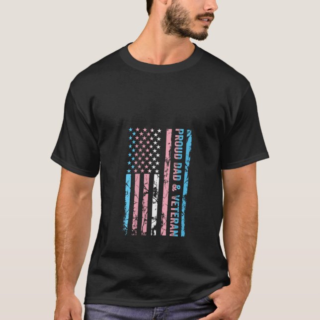 Womens Proud Dad and Veteran Transgender Dad Suppo T-Shirt (Front)