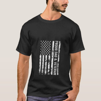 Womens Proud Dad and Veteran USA American Flag V N T-Shirt