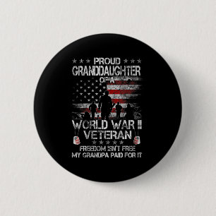 Womens Proud Granddaughter Of A Wwii Veteran Us Fl Button