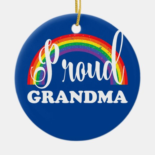Womens Proud Grandma Gay pride rainbow  Ceramic Ornament