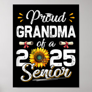 Womens Proud Grandma Of A Cl Of 2025 Senior Retro Poster