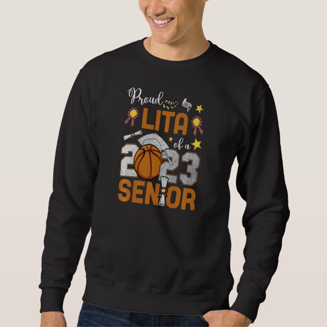 Womens Proud Lita Of A 2023 Senior Basketball Grad Sweatshirt (Front)