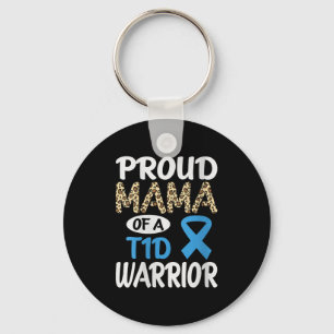 Womens Proud Mama Of A T1d Warrior V-neck Keychain