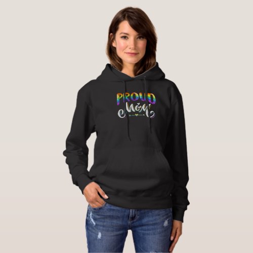 Womens Proud Mom LGBT Gay Pride Lesbian Rainbow Hoodie