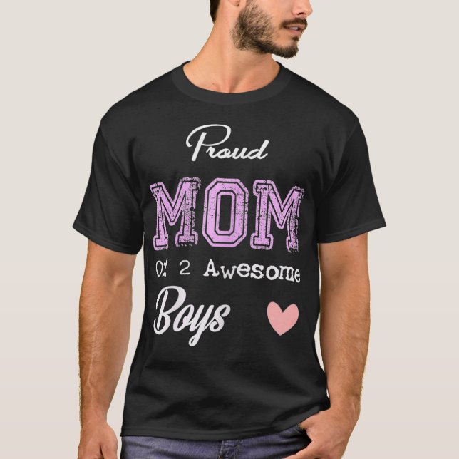 Womens Proud Mom Of 2 Awesome Boys  T-Shirt (Front)