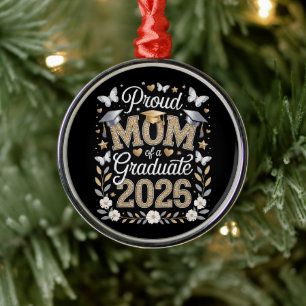 Womens Proud mom of a 2026 Graduate Metal Ornament