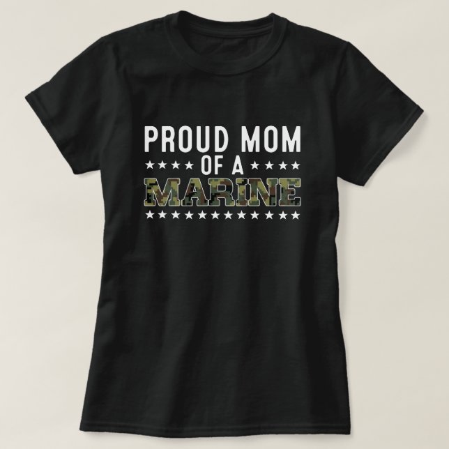 Womens Proud Mom of a Marine  T-Shirt (Design Front)
