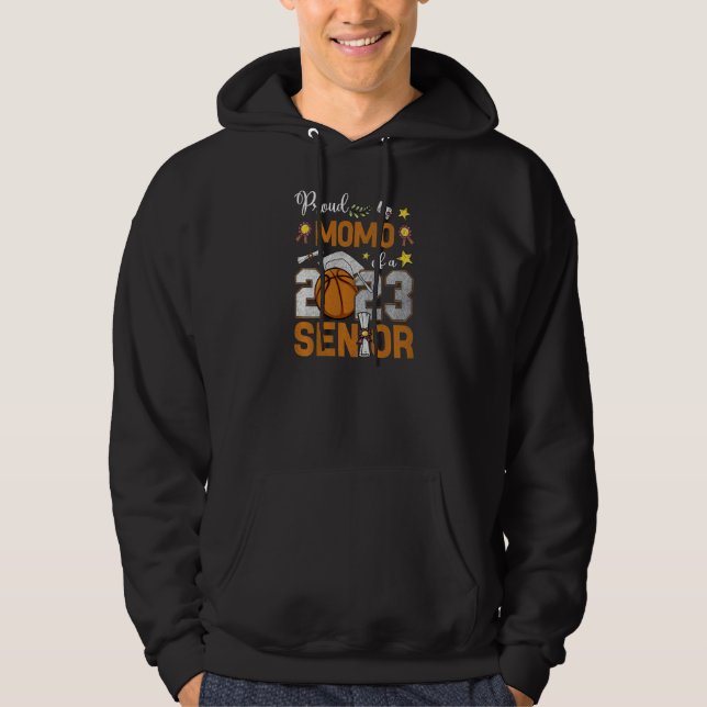 Womens Proud Momo Of A 2023 Senior Basketball Grad Hoodie (Front)