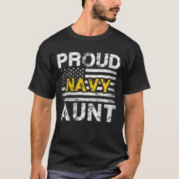 Womens Proud Navy Aunt US Flag Family Military App T-Shirt