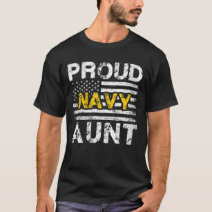 Womens Proud Navy Aunt US Flag Family Military App T-Shirt