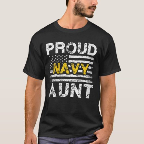 Womens Proud Navy Aunt US Flag Family Military App T_Shirt