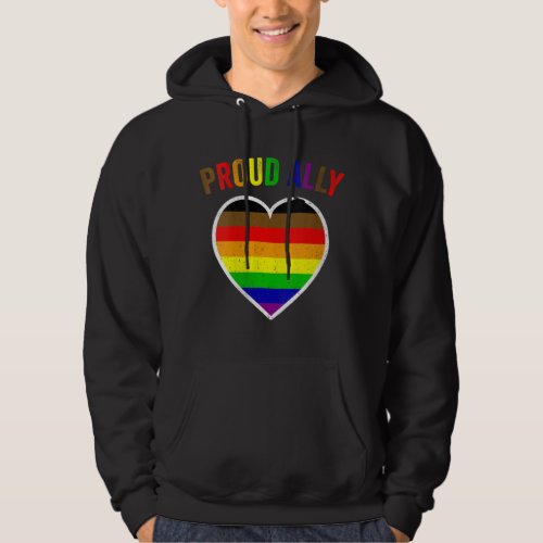 Womens Proud Poc Ally Lgbt Heart Rainbow Flags Gay Hoodie