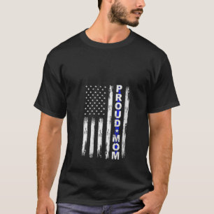 Womens Proud Police Mom Thin Blue Line American Fl T-Shirt