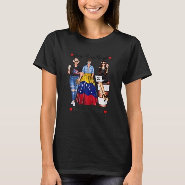 Womens Proud Puerto Rican Venezuela Roots Born Ven T-Shirt (Front)