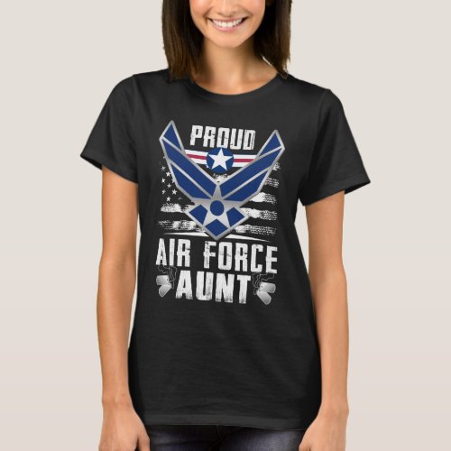 Womens Proud US Air Force Aunt US Air Force Milita T_Shirt