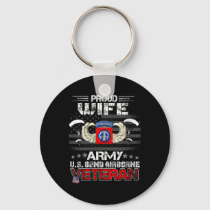 Womens Proud Wife Army Us 82nd Airborne Veteran Fl Keychain