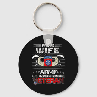Womens Proud Wife Army Us 82nd Airborne Veteran Fl Keychain