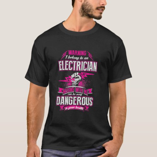 Womens Proud Wife of a Electrician Funny T_Shirt