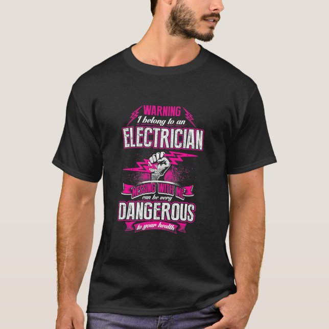 Womens Proud Wife of a Electrician Funny T-Shirt (Front)