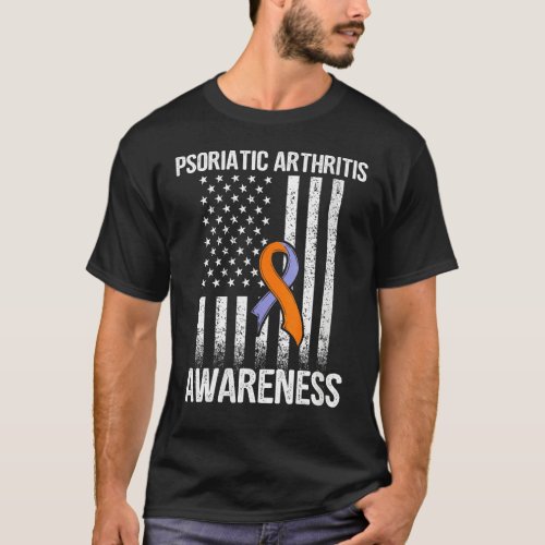 Womens Psa Psoriatic Arthritis Usa Flag Warrior Aw T_Shirt