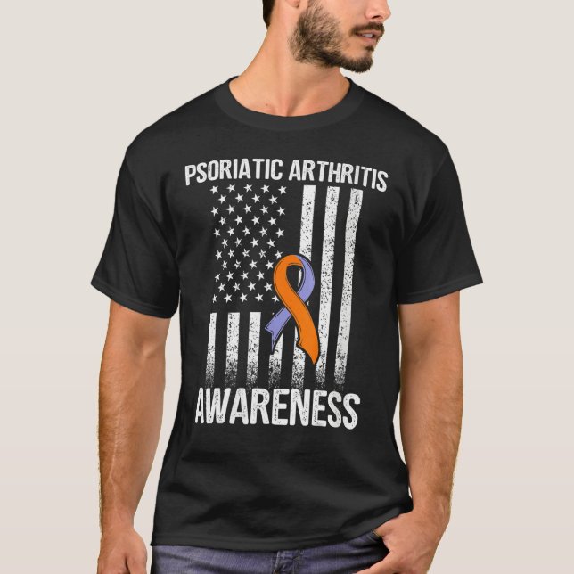 Womens Psa Psoriatic Arthritis Usa Flag Warrior Aw T-Shirt (Front)