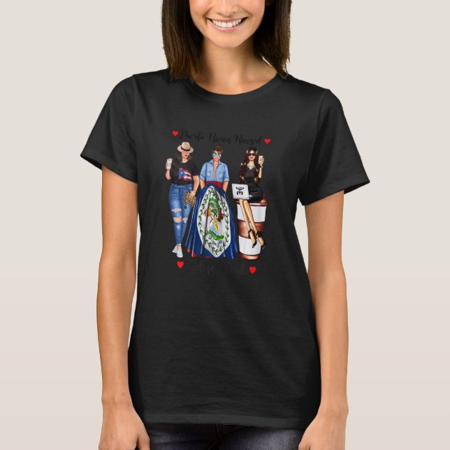 Womens Puerto Rican Raised Belize Blood Born Patri T-Shirt (Front)