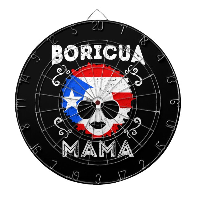 Womens Puerto Rico Boricua Mama Flag Mothers Day Dart Board (Front)