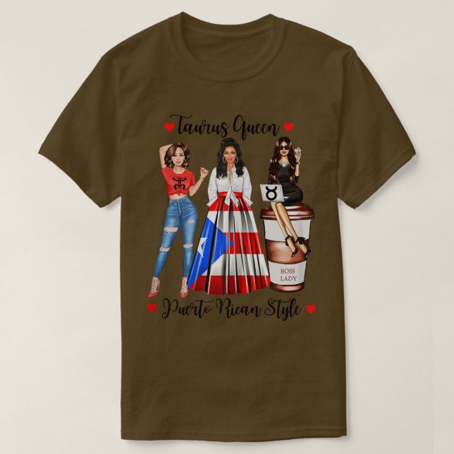 Womens Puerto Rico Taurus Queen April May Birthday T-Shirt (Design Front)