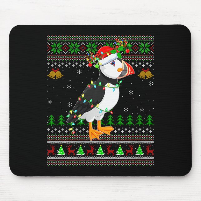 Womens Puffin Bird Ugly Christmas Sweaters Holiday Mouse Pad (Front)