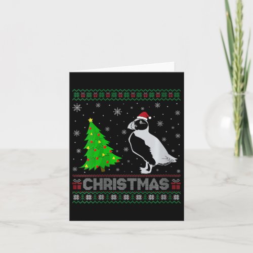 Womens Puffin Xmas Tree Lighting Ugly Christmas Sw Card