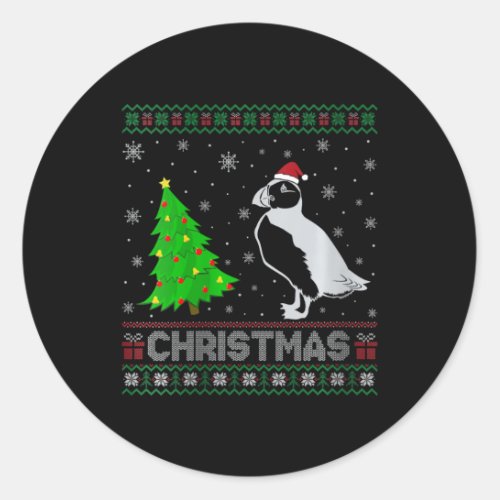 Womens Puffin Xmas Tree Lighting Ugly Christmas Sw Classic Round Sticker