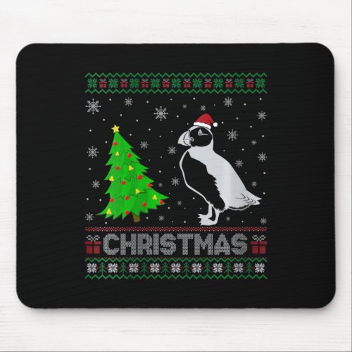 Womens Puffin Xmas Tree Lighting Ugly Christmas Sw Mouse Pad