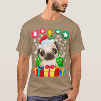 Womens Pug Christmas Tree Ornament Xmas Cute Dog L T-Shirt