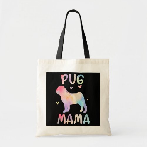 Womens Pug Mama Colorful Pug Gifts Dog Mom Tote Bag