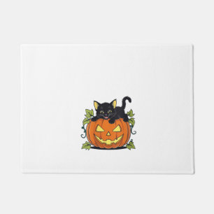 Womens Pumpkin and Black Cat Vintage Desing for Ha Doormat